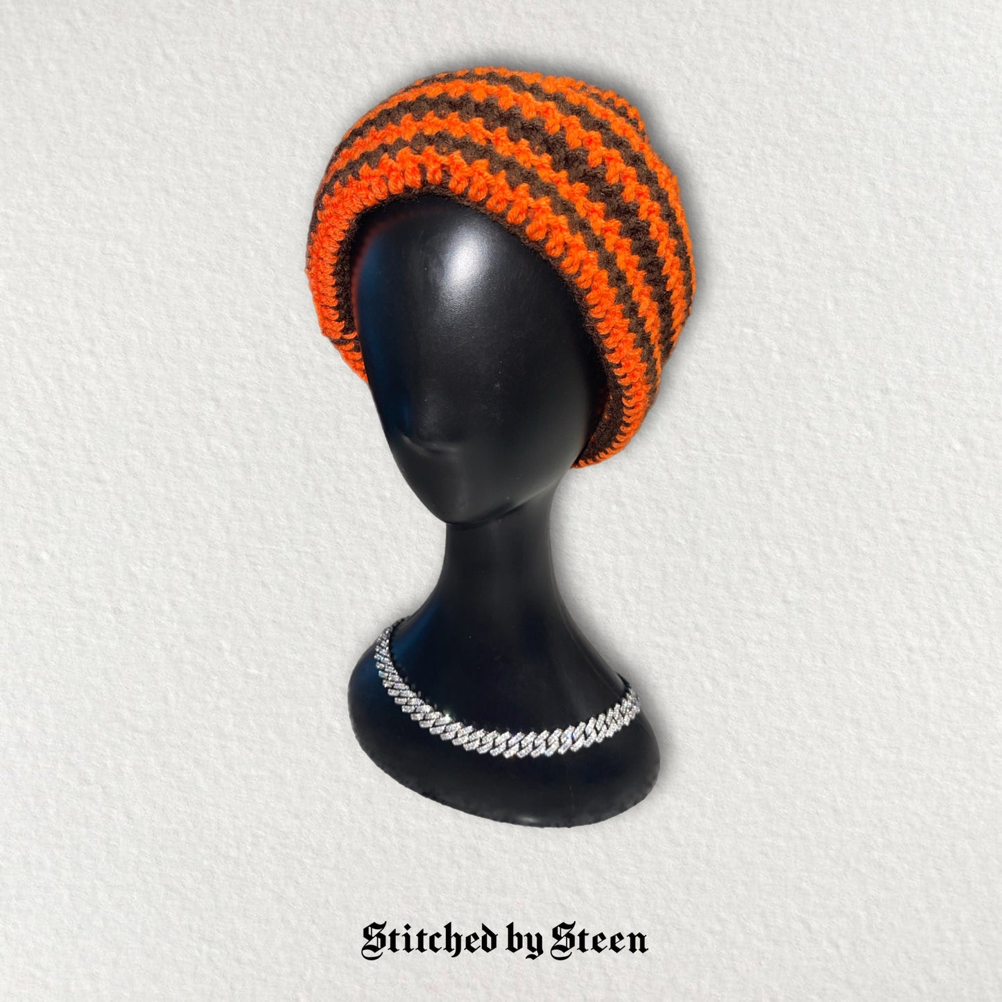 Orange and Brown Slouchy Beanie